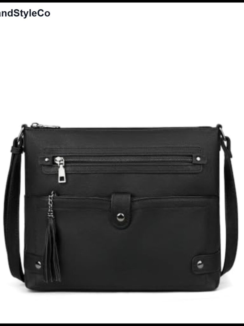 Large Faux Leather Crossbody Bag with Adjustable Strap & Multi Pockets
